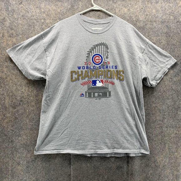 MLB Shirt Men Extra Large Adult Gray Outdoors World Series Cubs Champions 2016 - Picture 1 of 11